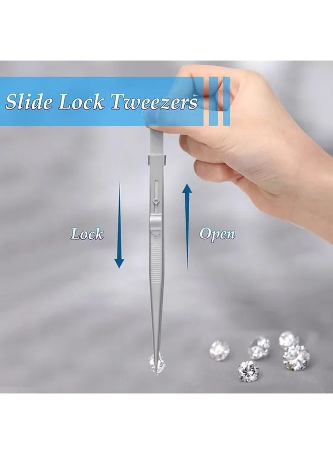 Claw Style Stainless Steel Locking Tweezers For Gemstones Diamond Bead Stringing Jewelry Making Tool 1 Pc - Image 5