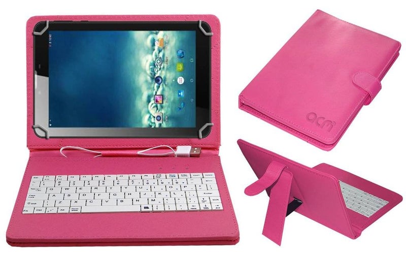 ACM حافظة لوحة مفاتيح USB متوافقة مع غطاء جهاز Ikall N8 - وردي - Image 1