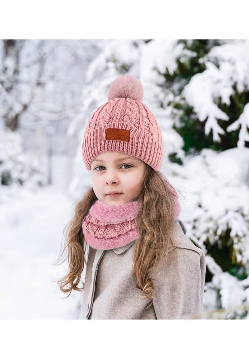 أخبار مجموعة قبعة وشاح وقفازات للأطفال، مجموعة قبعة وشاح وقفازات شتوية للأطفال مع بطانة صوف سميكة ودافئة للأطفال من عمر 2 إلى 6 سنوات، باللون الوردي - Image 5