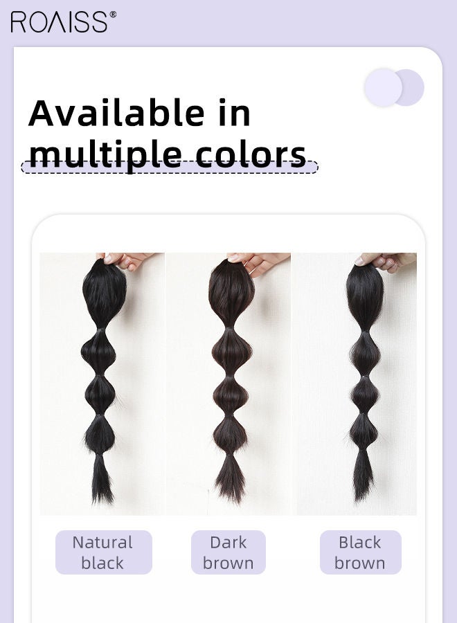 roaiss Medium Bubble Ponytail Extensions, Lantern Bubble Braid Claw Clip Braided Ponytail Wig Hair Extension Synthetic Hairpiece for Women Girls Party Hairstyle Soft Daily Use, 45cm - Natural Black - Image 5