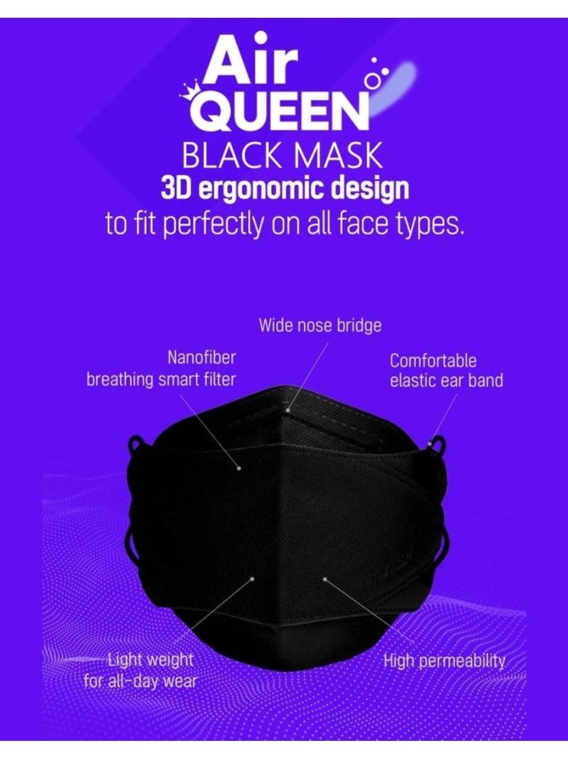 Air QUEEN Pack Of 5 Pieces Nanofiber Filter Face Mask For Adults Face Mask Black  - Image 3