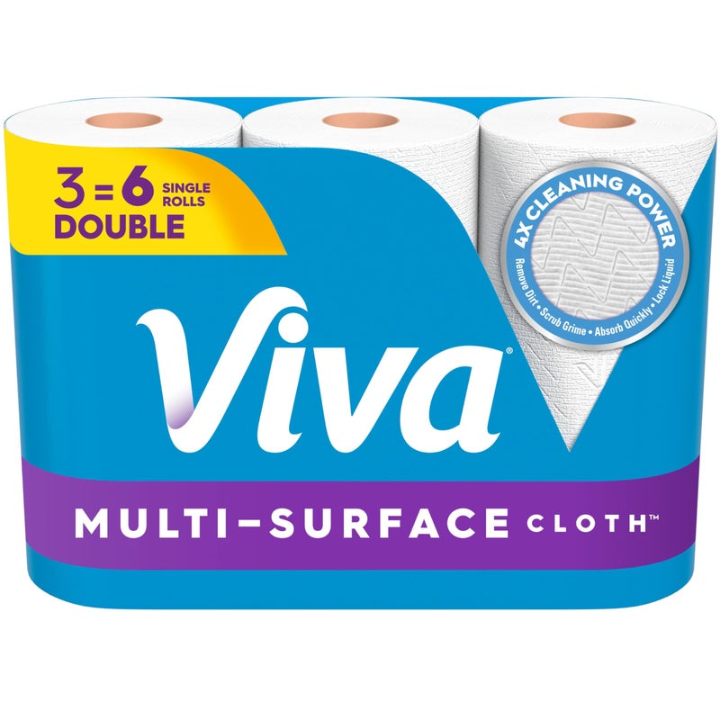 Viva Multi-Surface Cloth Paper Towels, Choose-A-Sheet Size, 3 Double Rolls, 110 Sheets per Roll (Packaging May Vary) - Image 1