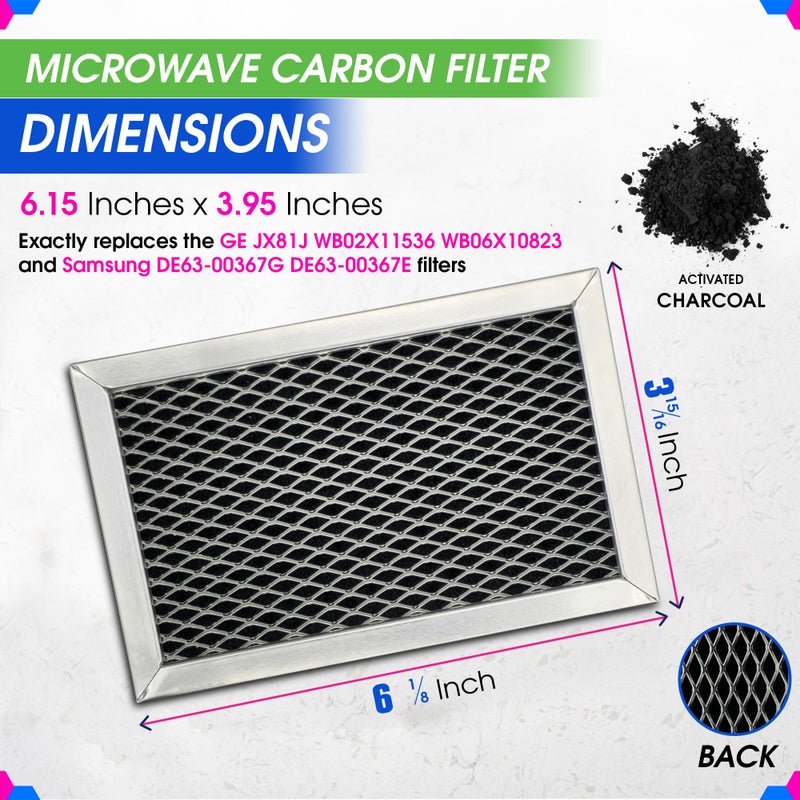 Bagean Microwave Charcoal Filter 6.15 X 3.95 For Jx81J Wb02X11536 Wb06X10823 Ge Microwave Filter Replacement - Vent Carbon Filter Freshens And Filters Kitchen Air In Over-The-Range Oven Stove Fan (2-Pack) - Image 3