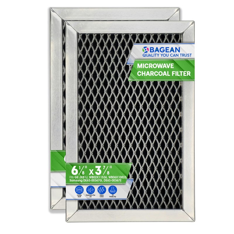 Bagean Microwave Charcoal Filter 6.15 X 3.95 For Jx81J Wb02X11536 Wb06X10823 Ge Microwave Filter Replacement - Vent Carbon Filter Freshens And Filters Kitchen Air In Over-The-Range Oven Stove Fan (2-Pack) - Image 1