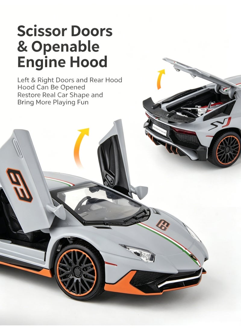 LAMBORGHINI High-Detail Alloy Car Model with Realistic Lighting & Sound Effects, 1:32 Scale Die-Cast Vehicle, Collectible Display Model for Adults & Kids - Image 4