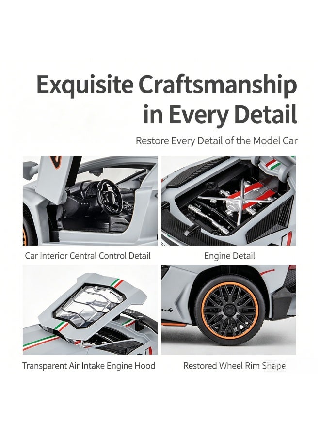 LAMBORGHINI High-Detail Alloy Car Model with Realistic Lighting & Sound Effects, 1:32 Scale Die-Cast Vehicle, Collectible Display Model for Adults & Kids - Image 3