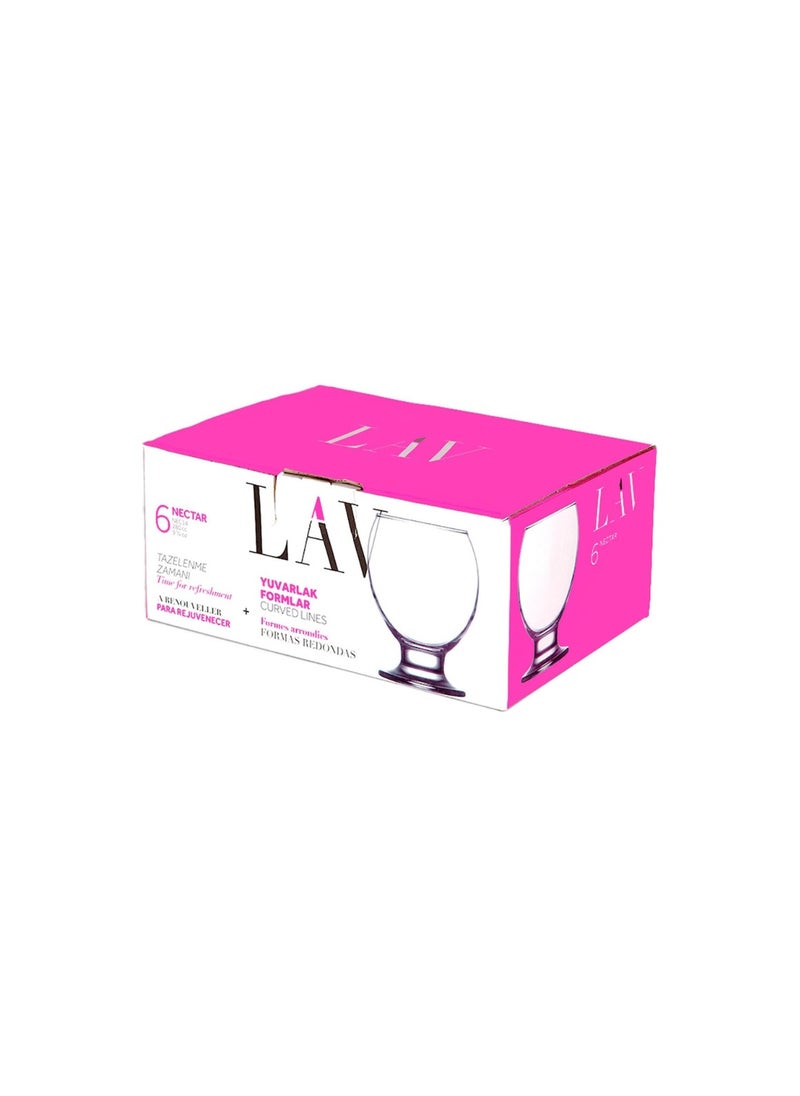 LAV Lav Nectar Glass Cup Set of 6 Pcs 280ml- Turkey Made  - Image 2