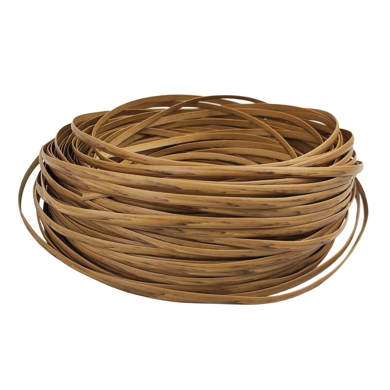 Feyart 7mm 80m Light Wood Grain PE Rattan Strip for Outdoor Rattan Furniture Repair, Plastic Wicker for Patio Furniture Restore - Image 1