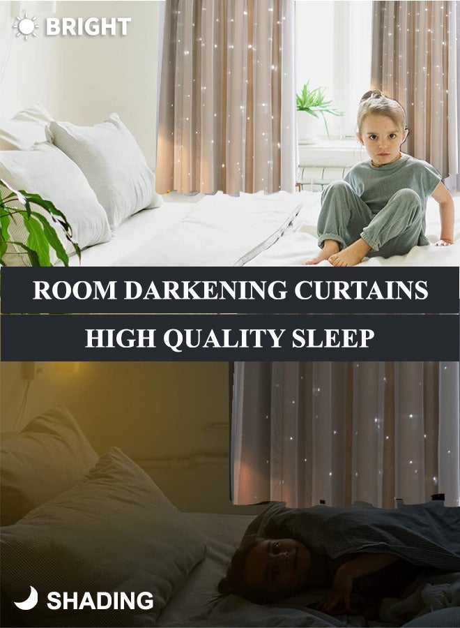 KYD Blackout Curtains, Decorative Thread Foil Blackout Curtains, Thermal Insulated Room Darkening Curtains for Bedroom Living Room  - Image 4