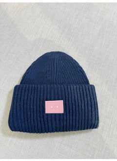 Thickened Warm Knit Cap For Men And Women Couple Style Motorcycle Helmet Style Headgear Winter Accessory Wholesale Company Singl Navy blue pink label