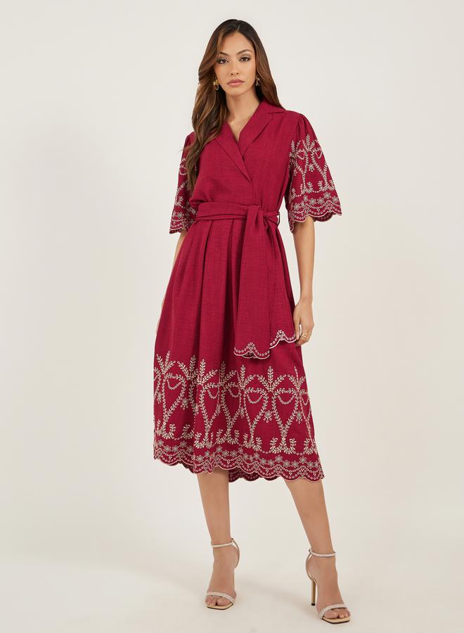 Styli Embroidered Wrap Dress - Image 1