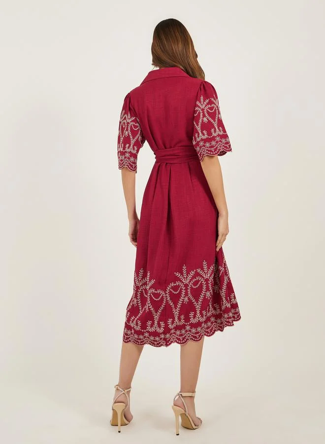 Styli Embroidered Wrap Dress