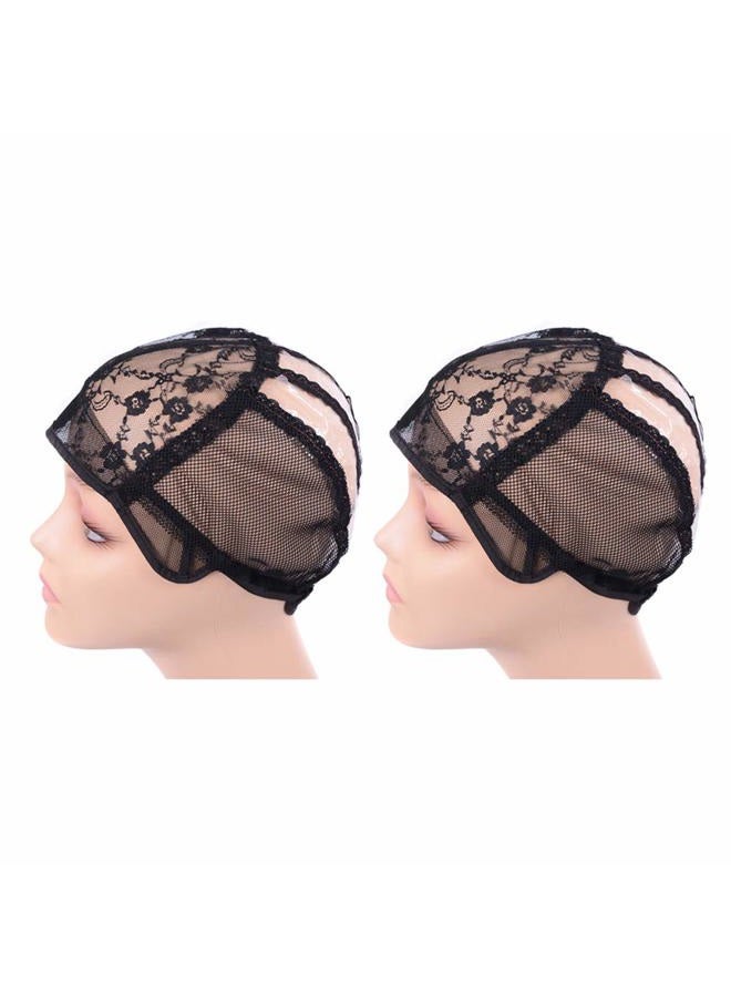 yantaisiyu 2 pcs/lot Wig Caps for Making Wigs with Elastic Band on the Back Easy Weaving Ventilated Wig Caps with Plastic (Black M 22 inch) - Image 1