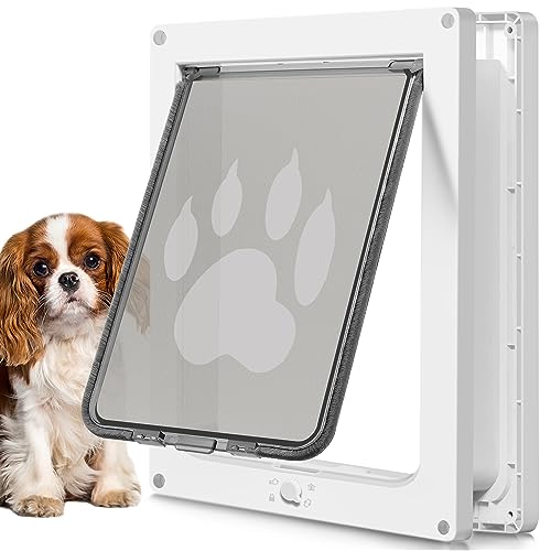 CEESC Dog Door for Pets Up to 20 lb, Weatherproof Pet Door for Cats and Dogs, Durable, Snap-in Closing Panel Included, Suitable for Interior and Exterior Doors(Small White) - Image 1
