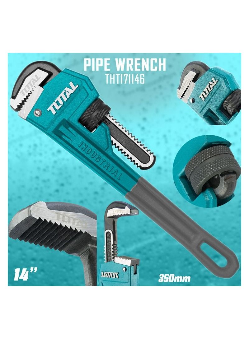 TOTAL Total Pipe Wrench 14 350mm Single Sided Drop Forged Pipe Wrench Max. Clamping Diameter 50mm THT171146  - Image 1