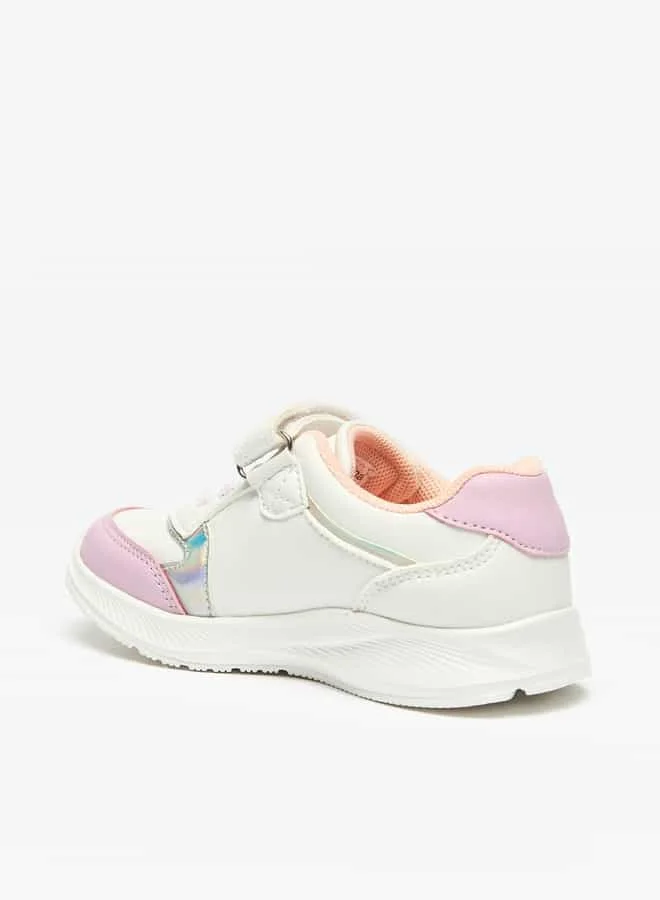 ديزني Girls Minnie Mouse and Daisy Duck Print Sneakers with Hook and Loop Closure
