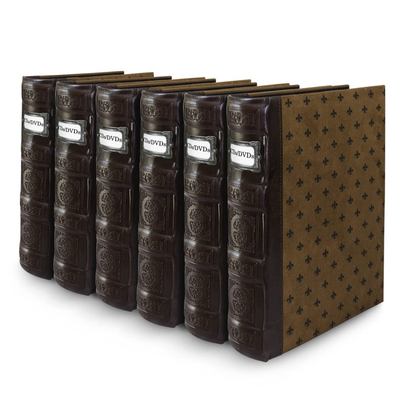 Bellagio-Italia BellagioItalia Tuscany CDDVD Storage Binder Set  Leather  288Disc Capacity  Storage Organizer for DVDs CDs Blu Rays  Video Games  AcidFree Binder Organizer Sheets  6 Pack  Chestnut 