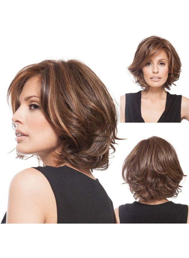 Women's Short Curly Hair Wig, Personalized Fake Headgear, Women's Fashion Short Curly Wigs, Ladies Heat Resistant Wavy Brown Natural Wigs - Image 2