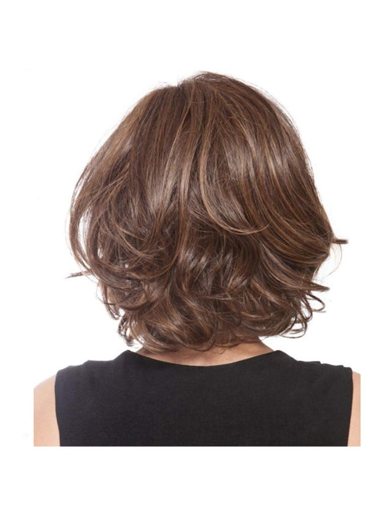 Women's Short Curly Hair Wig, Personalized Fake Headgear, Women's Fashion Short Curly Wigs, Ladies Heat Resistant Wavy Brown Natural Wigs - Image 5