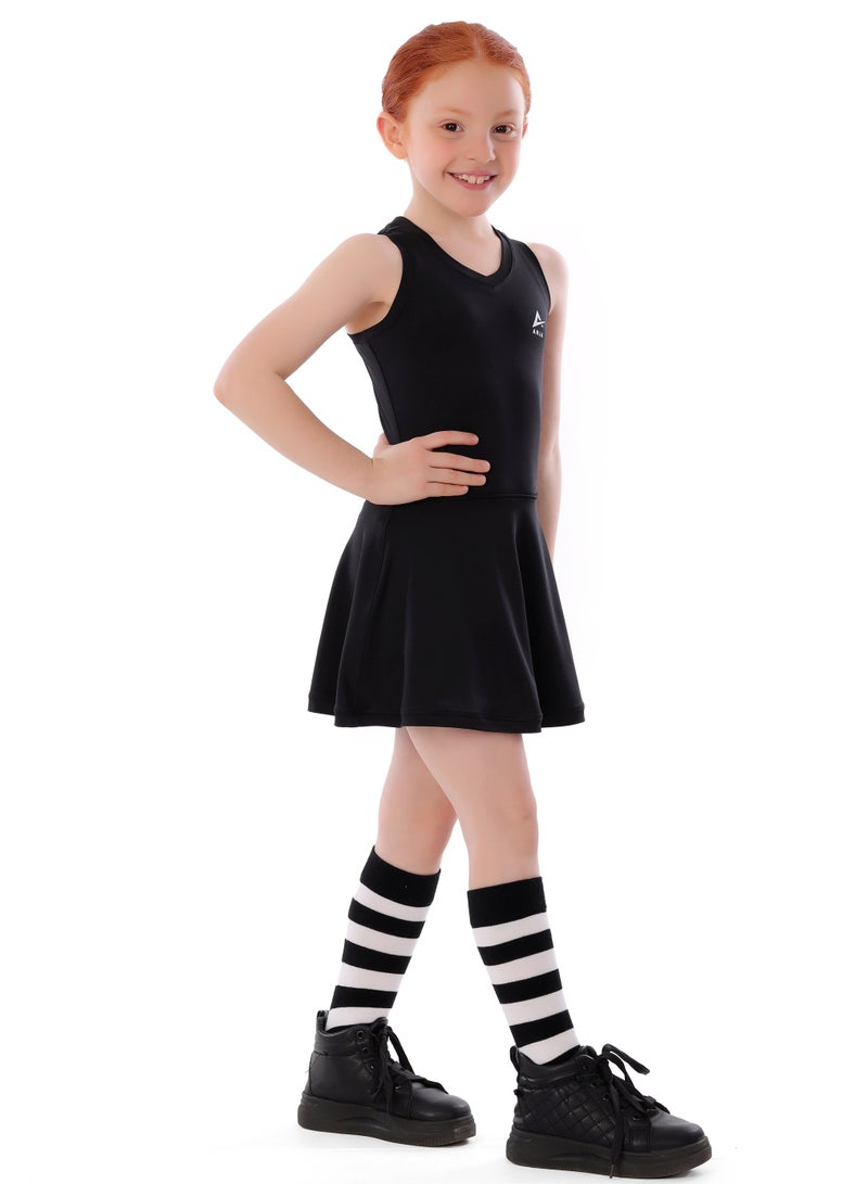 ANJA Girls' Black Sports Dress – Cut-Sleeve Design - Image 2