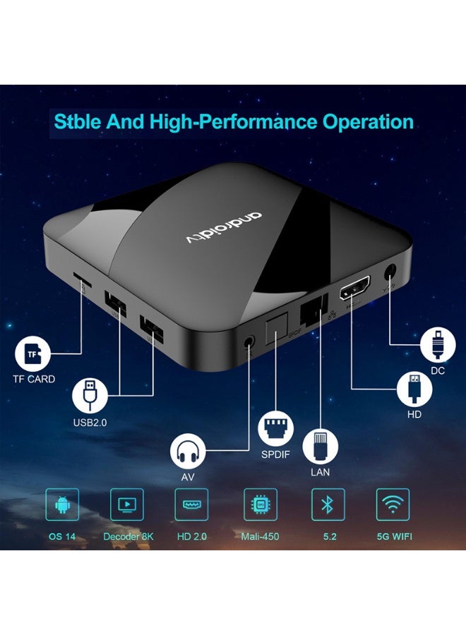 تلفزيون صندوق تلفاز 8K 4+64GB Ultra HD ATV W2 مع نظام أندرويد 14.0 ورقائق S905W2، اتصال لاسلكي 5G + بلوتوث 5.0، تحكم صوتي أكثر ذكاءً - Image 3