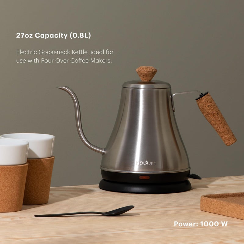 Bodum 27oz Melior Gooseneck Electric Water Kettle, Pour Over Coffee & Tea, Brushed Stainless Steel - Image 2