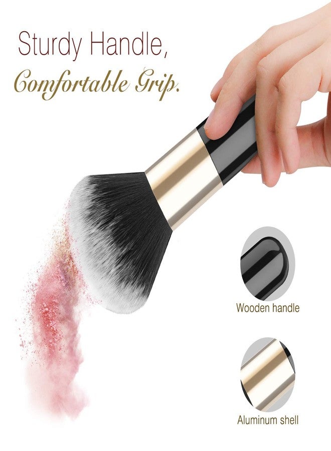 Crizer Powder Makeup Brush, Professional Flat Kabuki Cosmetic Brush, Single Handle Large Blush Brush Soft Face Mineral Powder Foundation Brush Face Brush for Blending Liquid Make Up - Image 2