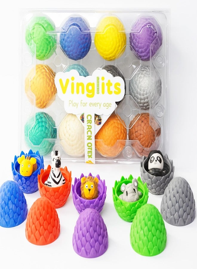 Vinglits 3D Printed Mystery Eggs Pack of 12 with Surprise Toys Inside - Wild Beasts Articulated Wiggle Animals, Collectible Fidget Toys, Stress Relief Sensory Toys for Kids & Adults, Birthday Gifts - Image 1