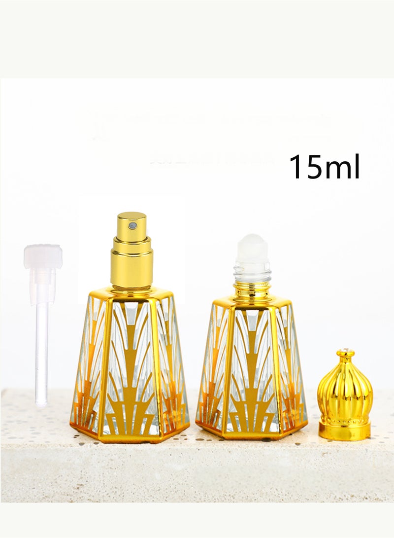 3 عبوات 15 مل زجاجة عطر زخرفية قابلة لإعادة التعبئة ، زجاجات عطر عتيقة فارغة وزجاجة زيت أساسي ، زجاجة عطر زجاجية كريستالية مزخرفة ، هدية فتاة للنساء بديكور المنزل (رأس رذاذ / قضبان زجاجية / رأس كروي) - Image 5
