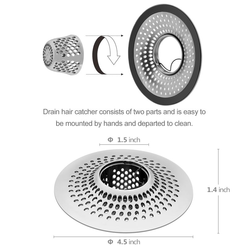 LEKEYE Drain Hair Catcher/Bathtub Shower Drain Hair Trap/Strainer Stainless Steel Drain Protector(Patented Product) - Image 3