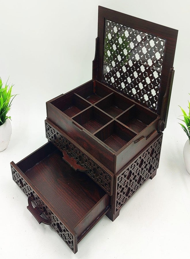 MeeCraft Designer Wooden Organizer Box with Drawers and Compartments for Jewellery and Accessories Organizing. (DARK BOX) - Image 2