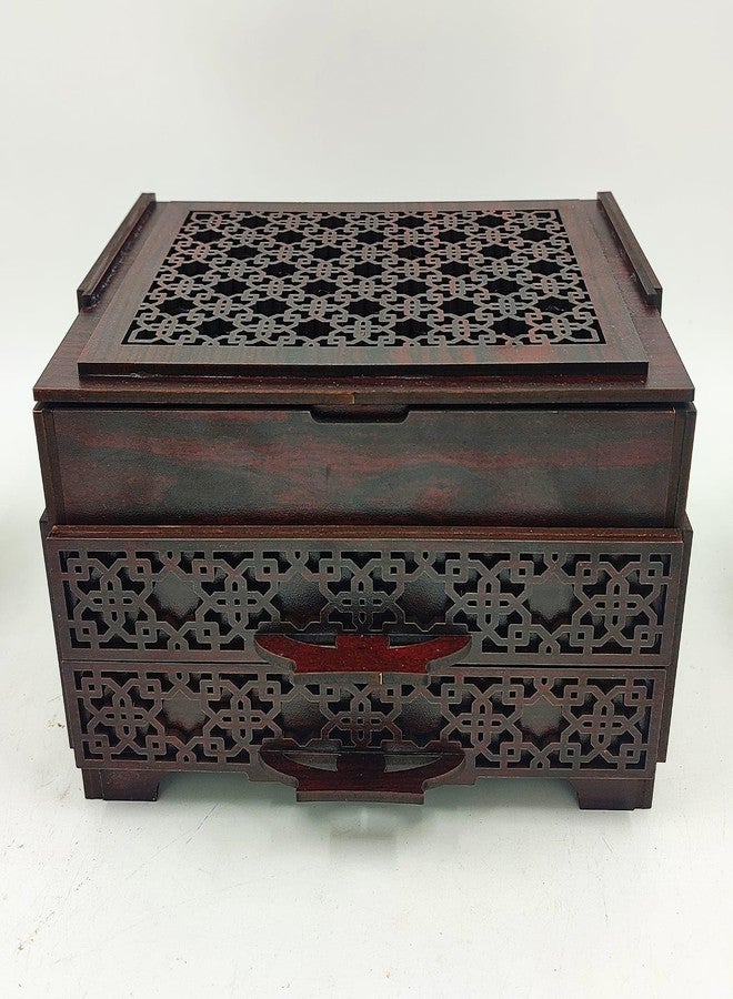 MeeCraft Designer Wooden Organizer Box with Drawers and Compartments for Jewellery and Accessories Organizing. (DARK BOX) - Image 5