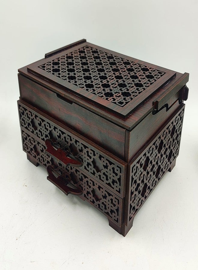 MeeCraft Designer Wooden Organizer Box with Drawers and Compartments for Jewellery and Accessories Organizing. (DARK BOX) - Image 3