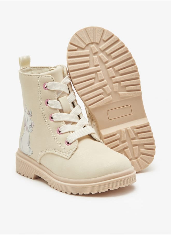 Disney - Marie Cat Print Ankle Boots with Lace-Up Closure - Image 1