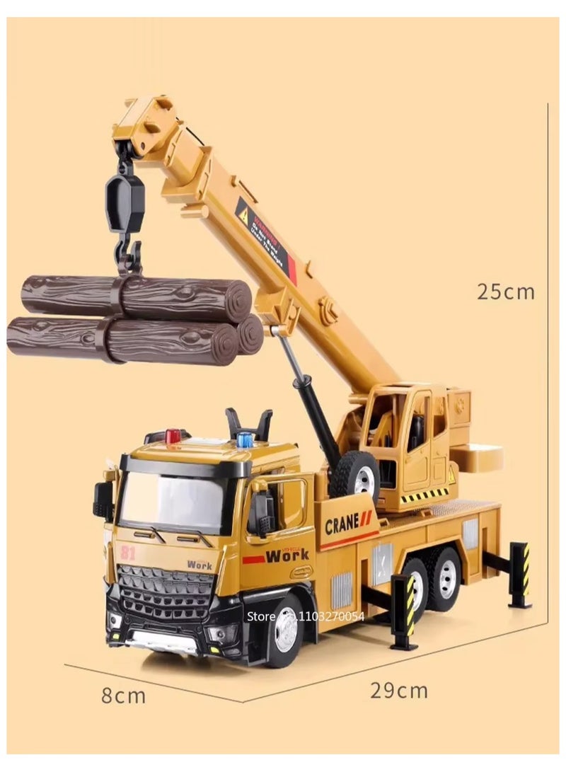 لعبة شاحنة عمل رافعة بمقياس 1/18، سيارة هندسية مصنوعة من سبائك معدنية، أبواب مفتوحة، صوت وضوء، إطار مطاطي، لعبة عيد ميلاد للأطفال - Image 1