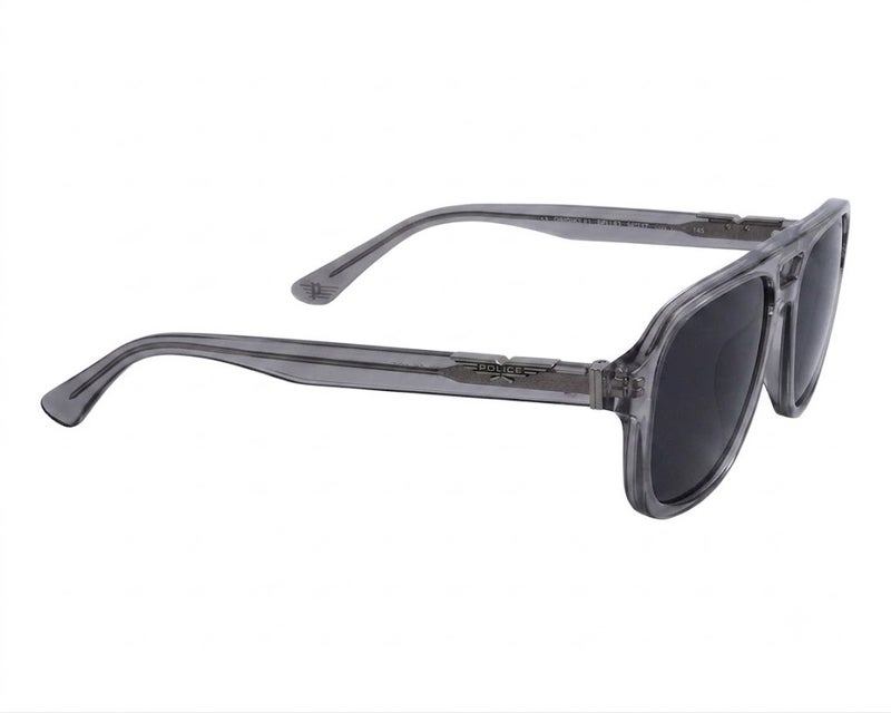 Police SPLL83 PJP 56 Navigator Sunglasses for Men – Transparent Grey Frame with Grey Lenses - Image 3