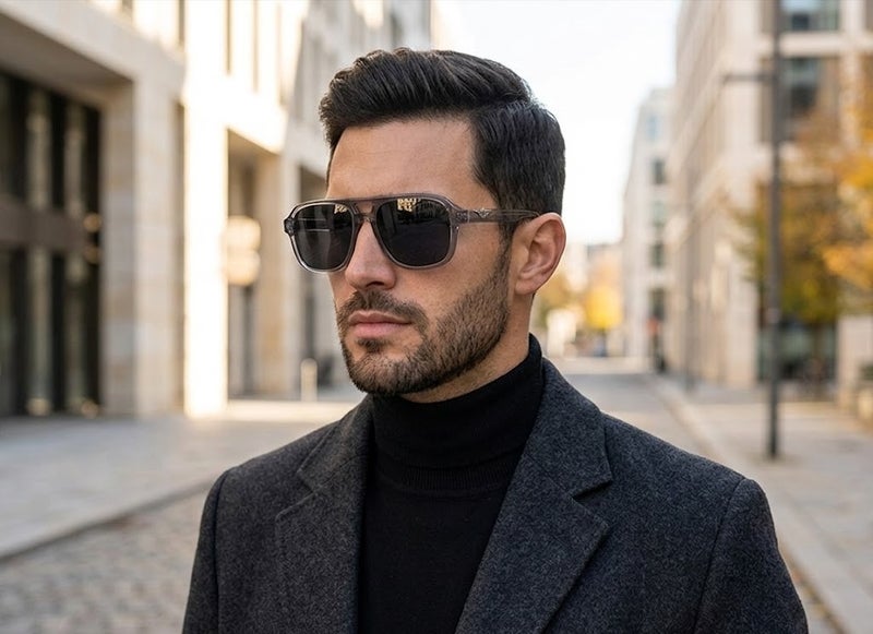 Police SPLL83 PJP 56 Navigator Sunglasses for Men – Transparent Grey Frame with Grey Lenses - Image 4