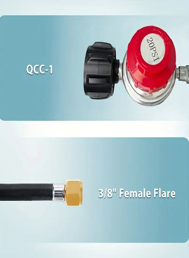 AROAQ 122cm Adjustable Propane Regulator and Hose Kit with Orifice – 0-20 PSI, Durable Metal & PVC Construction, Fits Turkey Fryer, Fish Cooker, Fire Pit, Forge & Gas Burners - Image 2