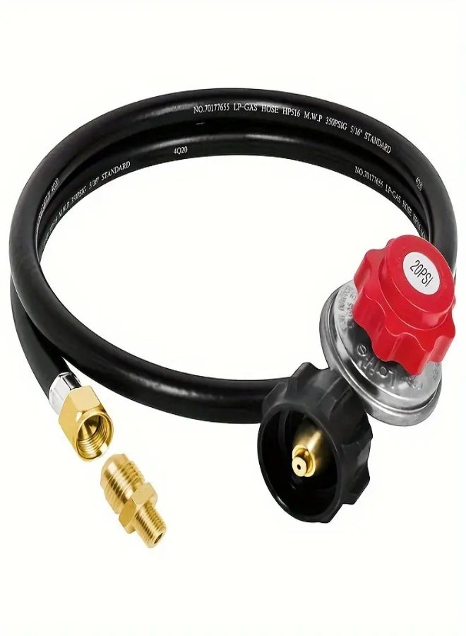 AROAQ 122cm Adjustable Propane Regulator and Hose Kit with Orifice – 0-20 PSI, Durable Metal & PVC Construction, Fits Turkey Fryer, Fish Cooker, Fire Pit, Forge & Gas Burners - Image 1