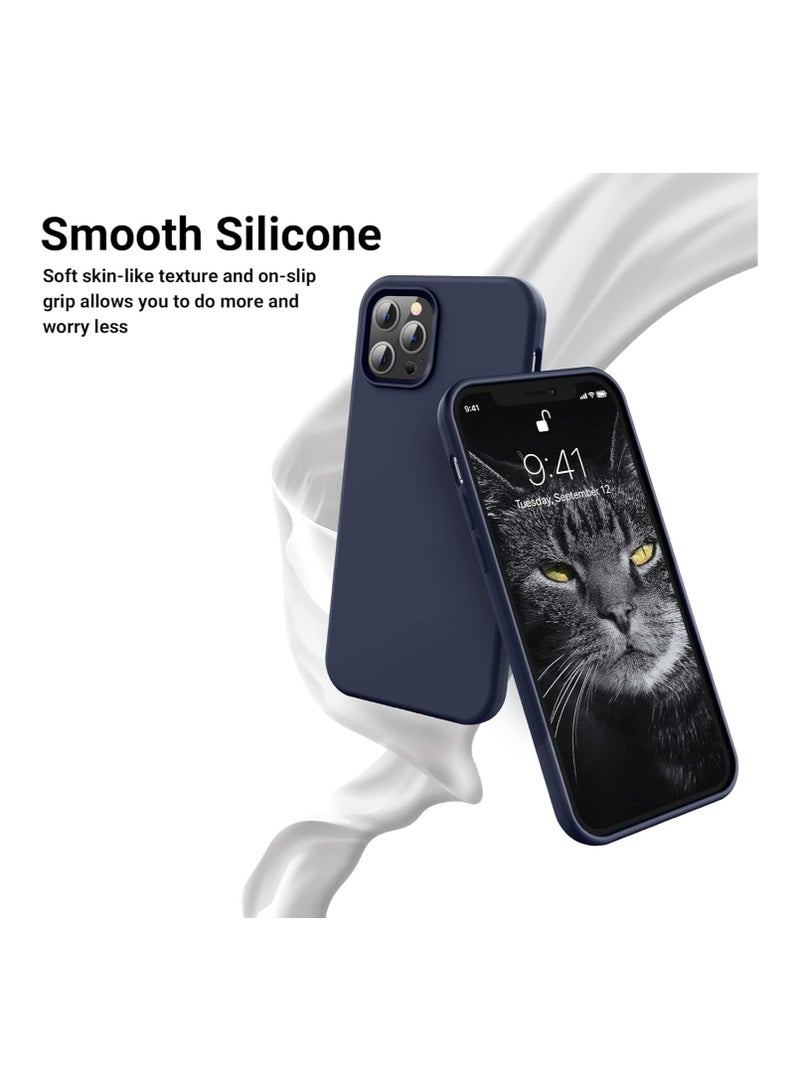 Compatible with iPhone 12 Pro Max Case,Ultra Slim Fit Phone Case Liquid Silicone Cover with Full Body Protection Anti-Scratch Shockproof Bumper & Soft Microfiber Lining,6.7 inch(Midnight Blue)