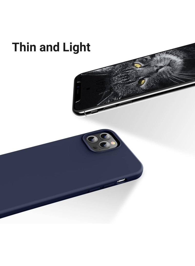 Compatible with iPhone 12 Pro Max Case,Ultra Slim Fit Phone Case Liquid Silicone Cover with Full Body Protection Anti-Scratch Shockproof Bumper & Soft Microfiber Lining,6.7 inch(Midnight Blue)