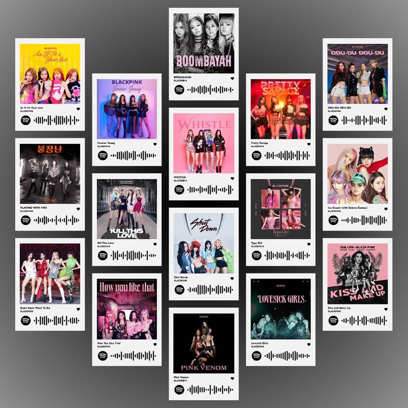 INDOARTNET Black Pink Poster Blackpink Songs Mini Photocards Kit Set of 16 Black Pinks Pink Venom How you like that Lovesick Girls Songs Size 8 x 6 cm Posters for Phone Accessories Bedroom Office