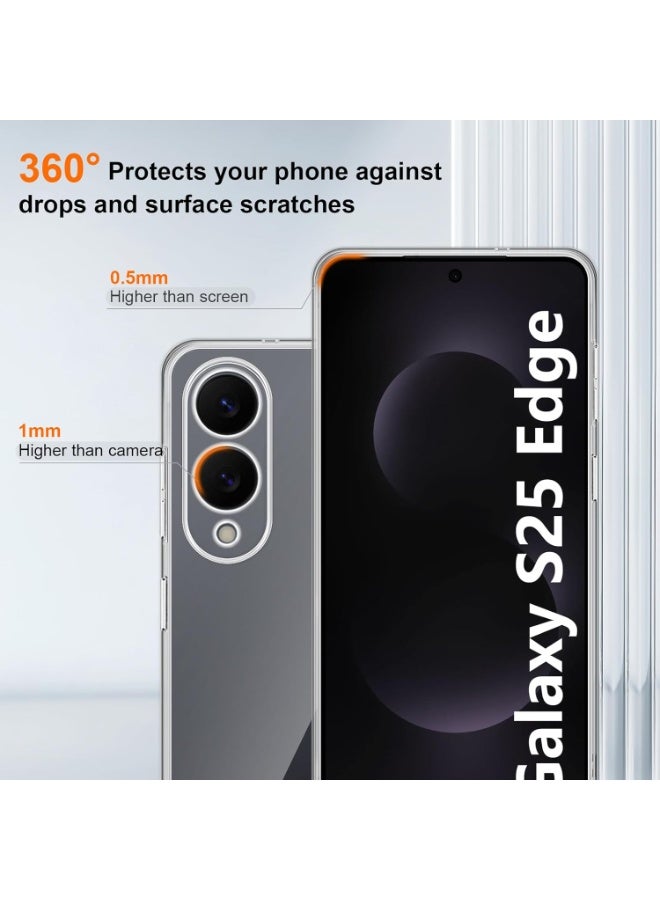 جراب شفاف لهاتف Samsung Galaxy S25 Edge، غطاء خلفي شفاف مقاوم للصدمات ومرن من مادة TPU، متوافق مع Samsung Galaxy S25 Edge - Image 4