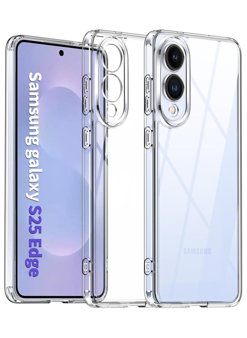جراب شفاف لهاتف Samsung Galaxy S25 Edge، غطاء خلفي شفاف مقاوم للصدمات ومرن من مادة TPU، متوافق مع Samsung Galaxy S25 Edge - Image 1