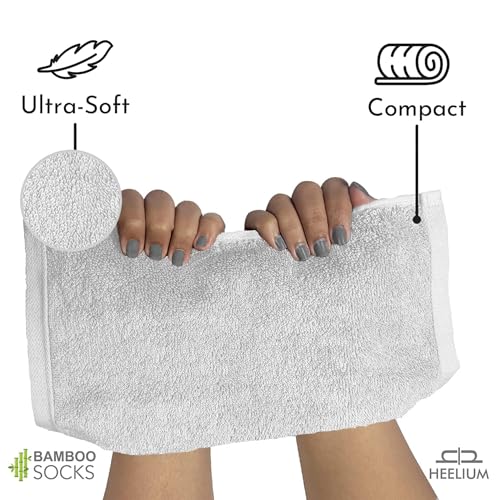 HEELIUM Bamboo Face Towel | Ultra Absorbent & Odour-Free | 3X Softer Than Cotton Towels | 30 x 30 cm - 600 GSM | Pack of 3 - Light Grey - Image 4