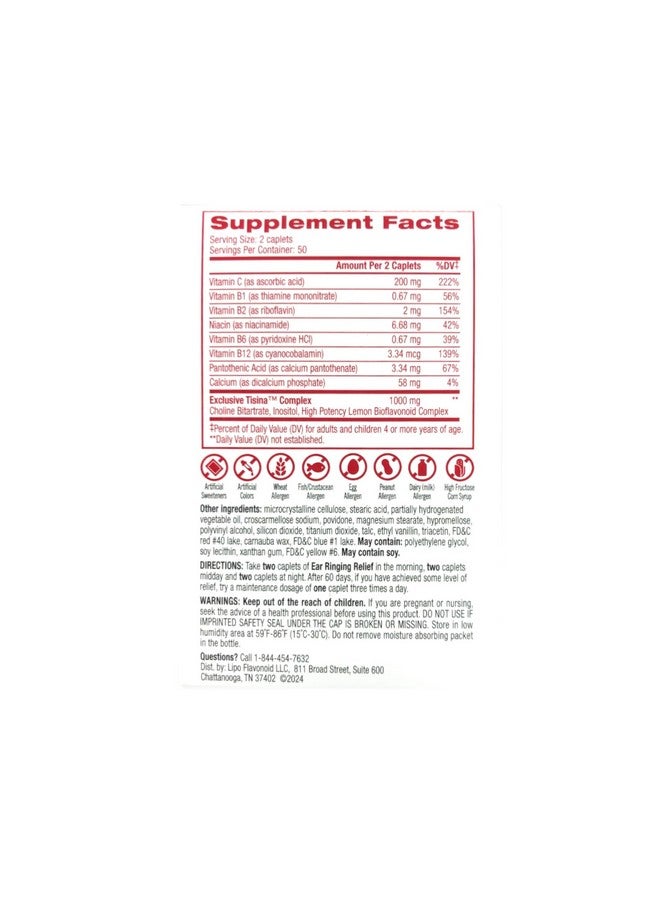 Lipo-Flavonoid Lipo-Flavonoid Dietary Supplement Caplets for Ear Ringing - 100 Count  - Image 3