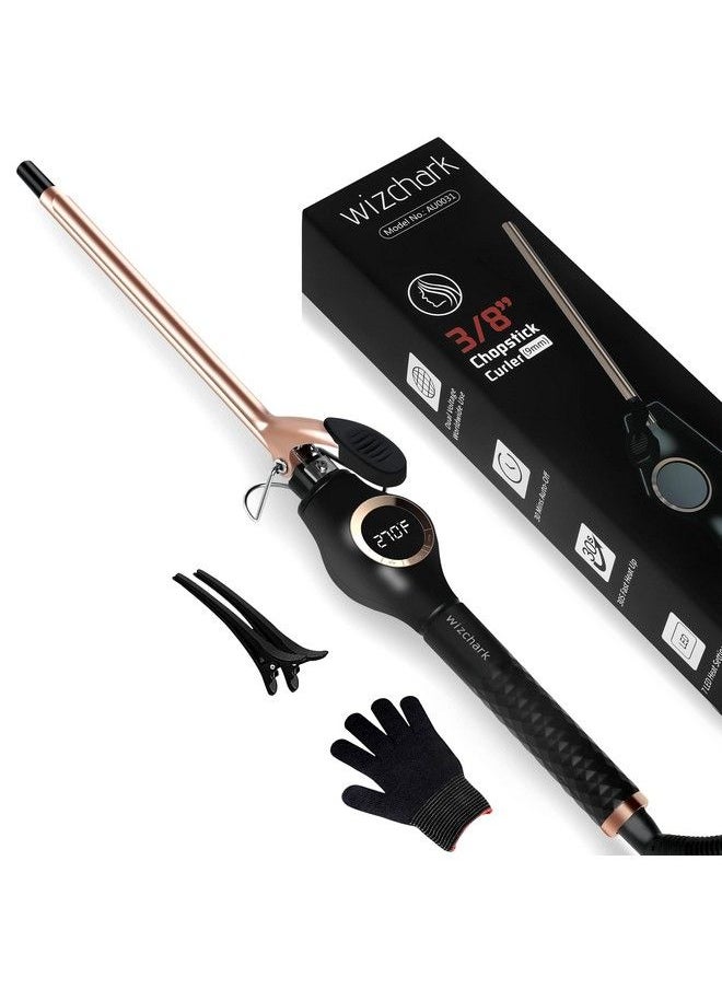 WIZCHARK - 9Mm Curling Wand 3/8 Inch Small Curling Iron Wand For Short & Long Hair Professional Skinny Hair Curler With Led Displayceramic Long Barrel Hair Crimper With 7 Heat Settings(Rose Gold) - Image 1