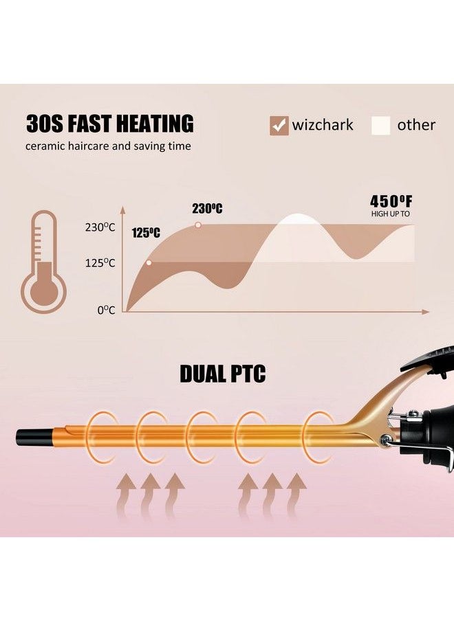 WIZCHARK - 9Mm Curling Wand 3/8 Inch Small Curling Iron Wand For Short & Long Hair Professional Skinny Hair Curler With Led Displayceramic Long Barrel Hair Crimper With 7 Heat Settings(Rose Gold) - Image 1