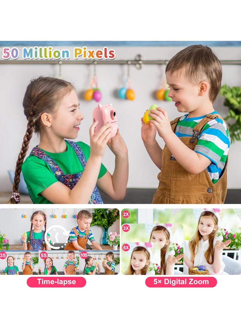 AROAQ 50MP Kids Instant Camera with 3 Rolls Print Paper for Boys and Girls 1080P Digital Camera for Children 2.0 IPS Selfie Toy Camera Toddler Rechargeable Video Recorder with 32GB TF Card - Image 3