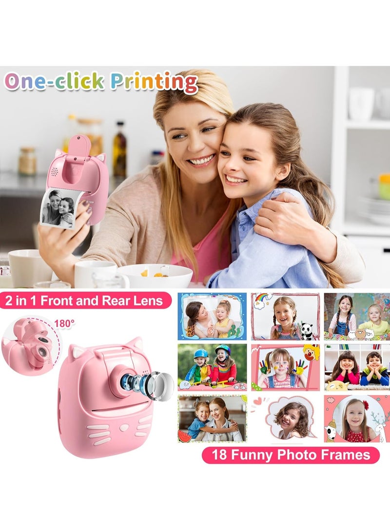 AROAQ 50MP Kids Instant Camera with 3 Rolls Print Paper for Boys and Girls 1080P Digital Camera for Children 2.0 IPS Selfie Toy Camera Toddler Rechargeable Video Recorder with 32GB TF Card - Image 4